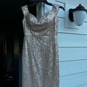 Champagne prom dress off shoulder-
